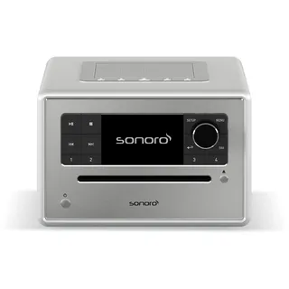 sonoro Elite Internetradio mit CD-Player (FM, DAB Plus, Podcasts, Spotify, Amazon Music, Deezer) Silber