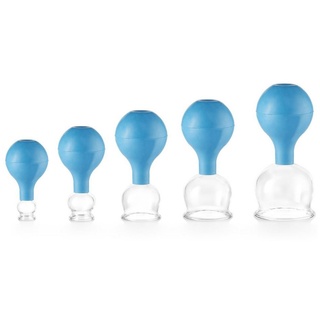 PULOX Schröpfgläser Set aus Echtglas 5 Stück. diverse Größen Blau