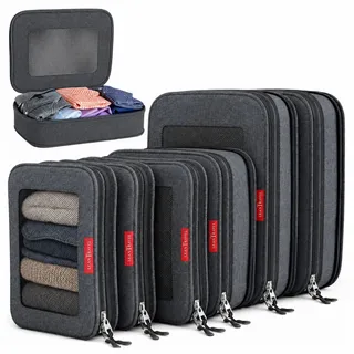 LeanTravel Kompressionsverpackungswürfel, Gepäck-Organizer Set (schwarz)