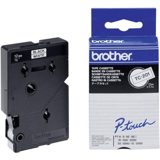 Brother TC-201 laminiert schwarz auf weiß 1,2cm x 7,7m