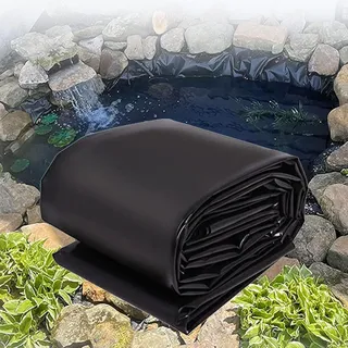 CuKLARYi Schwarze Teichauskleidung, 5 x 5 m, 5 x 6 m, 5 x 7 m, 5 MIL/0,12 mm Dicke HDPE-Membran, for Außenteichfolie, Koi-Teichfolie, sicher for Wildtiere, langlebig(5mx6m/16.4ftx19.7ft)