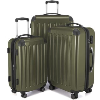 HAUPTSTADTKOFFER Alex - 3er Kofferset, Trolley-Set, Rollkoffer, Reisekoffer, (S, M & L), Avocado