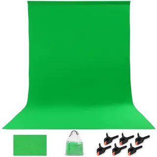 SIAZIH Greenscreen Photo Background 1.8 x 2.8 m,Foldable Green Screen Rollup Fabric Photo Background,Green Background Made of Cotton Polyester Mix with 6 Background Clip(Approximate Weight: 700 g)