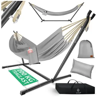 Kesser KESSER® Hängematte LAKE mit Gestell Doppelhängematte für 2 Personen-Stabiler Rahmen 200kg Belastbarkeit Indoor & Outdoor XXL Hängesessel Doppel Mehrpersonen Garten Pool Balkon Terrasse