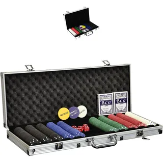 SONLEX Pokerkoffer mit 300 500 Pokerchips abschließbar Pokerkarten Zubehör Deluxe Pokerset Casino Aluminium Chipsanzahl wählbar (500 Chips)