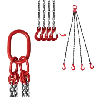 WUPYI2018 4 Strang Gehänge,T8 Level Verschleißfest Krankette Anschlagkette,Kette Ø8mm,Tragfähigkeit 5T,Länge 1,5m Kettengehänge