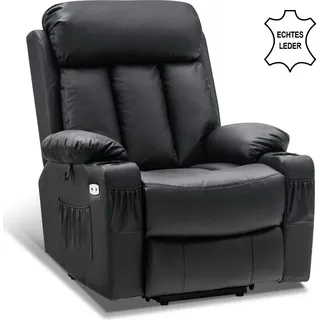 MCombo elektrische Aufstehhilfe Fernsehsessel Relaxsessel Echtleder 7190BK