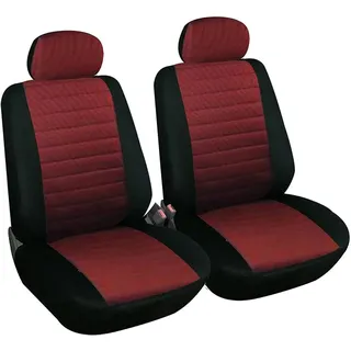 Woltu Sitzbezüge Auto Vordersitze Universal Auto-Schonbezüge für Fahrersitz & Beifahrer 2er Set, schwarz/rot