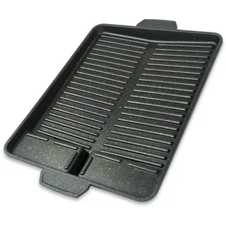 Z.M.C Grillplatte 33x26x4 cm, Grillaufsatz für Gaskocher, Grillmatte BBQ ideal für Camping, Plancha, Grill Aufsatz mit Antihaftbeschichtung, Grillpfanne für Gasgrill