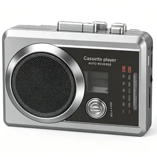 Tragbarer Kassettenrekorder-Player und AM/FM-Radio, kompakter Kassettenspieler mit 3,5-mm-Kopfhöreranschluss, integriertem Lautsprecher, Batterie-/USB-betrieben