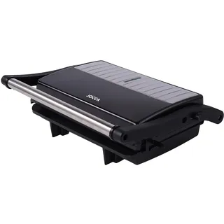 Jocca - Panini Grill 2 Scheiben/Öffnung 180° / Antihaft/Leistung 1000 W/Sandwiches, Snacks, Fleisch/Griff mit kaltem Touch/Einschalt-Lichter, Schwarz