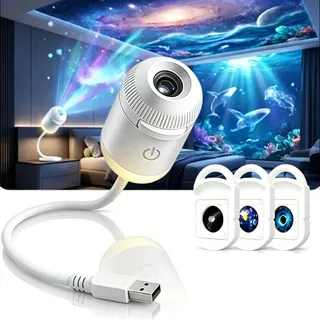 OWSEN 2026 HD Smart Dynamic 5D Holografischer Nachtlicht-Projektor, Plug and Play HD-Sternprojektor, 360° verstellbarer HD-Galaxie- und Ozean-Projektor, 2-in-1-Galaxie-Projektor-Nachtlicht (mit 3