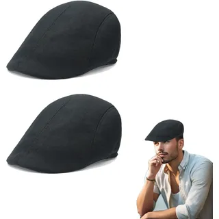 QSZHSL 2 Stück Schirmmütze Herren, Schiebermütze Baskenmütze, Classic Flatcap Damen, Gatsby Newsboy Barett Cap, Golfermütze - Einheitsgröße