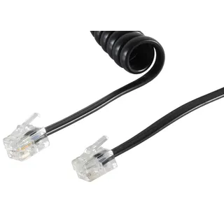 1aTTack.de 1x 2m - Telefonkabel RJ10 (auch RJ9, RJ22 genannt) Stecker Hörer Spiralkabel Telefonhörerkabel Telefonstecker RJ10 Kabel Festnetztelefon Telefonhörer Telefon Kabel schwarz