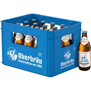 Oberbräu Hell, mild süffiges Helles Bier aus Bayern Flaschenbier, MEHRWEG im Kasten, 20er Kiste (20 x 0.5 l)