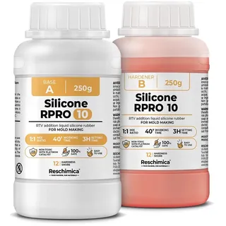 Reschimica R PRO 10 Silikon Kautschuk flüssig 1:1 – weiches Abformsilikon & Dubliersilikon, ungiftig und geruchlos, ideal für Formenbau, Schmuck, Modellbau, Resin & Kunsthandwerk (500 gr)