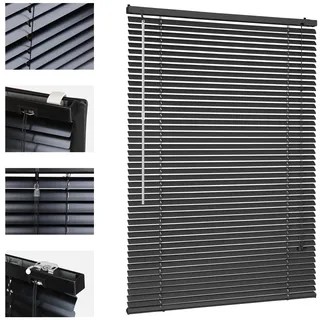 Sekey Klemmfix-Jalousie für Fenster freihängend, 25mm Alu-lamellen, mit Bohren, inklusive Montagematerial Aluminium-Jalousie ohne Bohren, 80x130cm,Schwarz