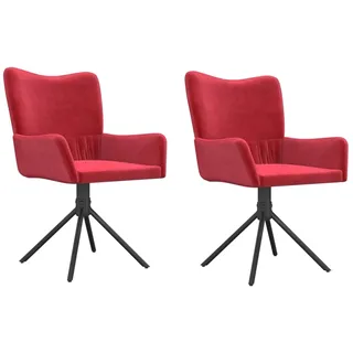 vidaXL Esszimmerstuhl drehbar Samt rot 2er Set