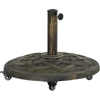 Outsunny Sonnenschirmständer aus Beton, Schirmständer mit Rolle, Rund Schirmhalter, Schirmgewicht, Ständer für Sonnenschirm 34/38/48mm Rohrdurchmesser, für Balkon, Terasse, Garten, Bronze   Aosom