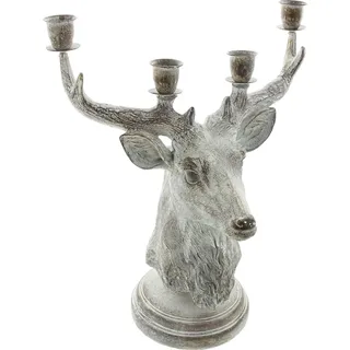 Frank-Flechtwaren FRANK FLECHTWAREN Kerzenhalter Hirsch Kerzenständer - Silber