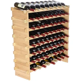 Vevor Weinregal 72 Flaschen 8 Fächer 80 kg Metall Bambus