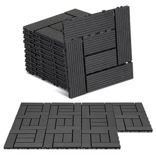WPC Klickfliesen 1m2 11st. | Terrassenfliesen, Balkonfliesen, Holzfliese - Anthrazit , 30x30 cm