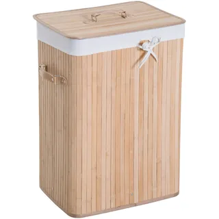 Homcom Wäschekorb Wäschebox Wäschesammler mit Deckel 72L Natur