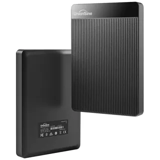 UnionSine Externe Festplatte 500GB ultradünn tragbar 2,5 Zoll USB 3.0, SATA, Festplattenspeicher für PC, Mac,TV, Wii U, Xbox, PS4 (Schwarz)