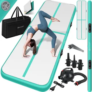 Kesser KESSER® Turnmatte Aufblasbar Airtrack 2m/3m/4m/5m/6m Fitness-Matte Gymnastikmatte inkl. Tragetasche & elektr. Luftpumpe Yogamatte, Tumbling Matten, Trainingsmatte, Turn- & Fitness