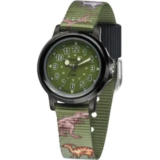 JACQUES FAREL KSB 989 Analog Quarz Stoffband Grün Schwarz