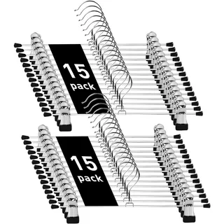 WEIDMAX Metall Hosenbügel Kleiderbügel, Starke Chrom Rockbügel mit Verstellbaren Clips, Hosenbügel aus Metall, Platzsparende Kleiderbügel für Hosen Socken Röcke, 30 Stück