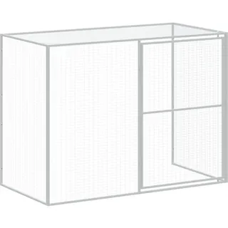 vidaXL Hundehütte mit Auslauf Hellgrau 214x253x181 cm Verzinkter Stahl