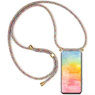 YAMCCCSE Handykette Handyhülle für Xiaomi Redmi Note 12s 4G mit Band - Transparent Handy-Kette Handy Hülle mit Kordel zum Umhängen Handyanhänger Halsband Lanyard Case - Rainbow