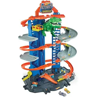 Hot Wheels Autorennbahn Megacity Parkgarage mit T-Rex-Angriff