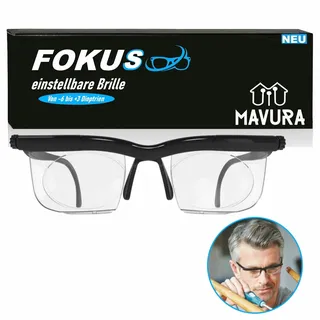 MAVURA FOKUS individuell einstellbare Brille -6 bis +3 Dioptrien, Verstellbare Lesebrille Ad Lens Glass einstellbar - Einheitsgröße