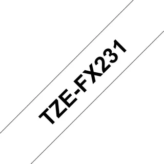 Brother TZe-FX231 laminiert schwarz auf weiß 1,2cm x 8m