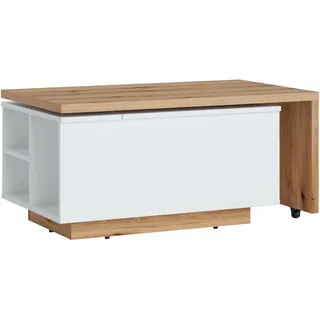 Feldmann-Wohnen Couchtisch Dalano (höhenverstellbar, mit Stauraum, 1-St., moderne Optik, höhenverstellbar), 95x54x45cm Evoke Eiche weiß höhenverstellbar weiß