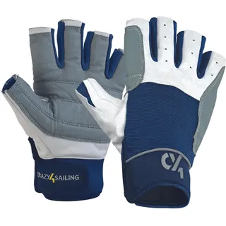 crazy4sailing Segelhandschuhe Herren & Damen Regatta Navy XS – Profi Kurzfinger für Segeln, Kajak & Fahrrad – Maximaler Grip durch High-Tech Verstärkung – Ergonomisch & Abriebfest