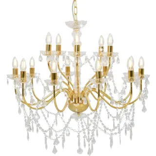 vidaXL Kronleuchter 2-lagig Golden 15×E14-Glühbirnen