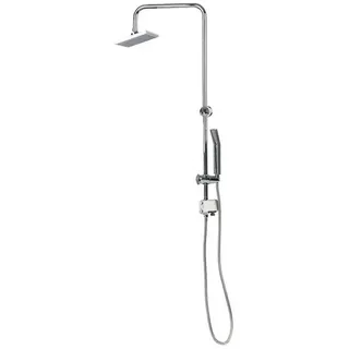 Livarno Home Überkopfbrause-Set eckig 17,6 x 17,6 cm Silber 150-cm-Brauseschlauch