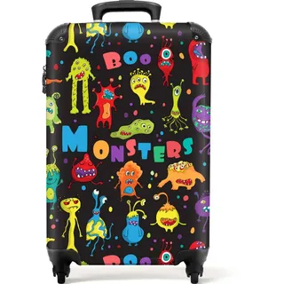 NoBoringSuitcases.com© Kinderkoffer Monster - Farben - Kinder - Weltraum 55x35x20cm, 4 Rollen, Handgepäck Koffer, Hartschalenkoffer Kinder, Reisekoffer Jungen bunt 35 cm x 55 cm x 20 cm