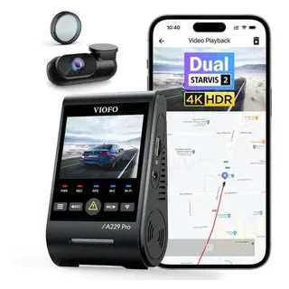 VIOFO A229 Pro 2CH, Auto, 4K Weitwinkel-Kamera 140°, Rückfahrkamera 160°, WLAN und GPS