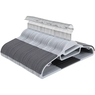 Songmics Kleiderbügel Kunststoff, 50er Set, Bügel mit U-förmiger Öffnung, platzsparend, 0,5 cm dick, 41,5 cm breit, um 360° drehbarer Haken, hellgrau-dunkelgrau CRP41G-50