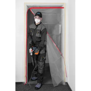 NEO TOOLS Staubschutztür mit Reißverschluss Zip Door - Tür Staubschutz Türen - Bautür Türabdeckungen - Transparent - Staubtüren mit Reißverschluss Folientür (L Form 1230 x 2240 mm)
