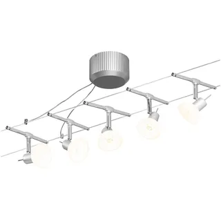 Paulmann Seilsystem Sheela Basisset GU5,3 max. 5x10W dimmbar 230/12V Chrom matt/Opal 94136 - Silber
