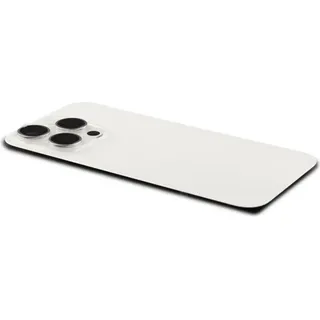 Original Pulled Akkudeckel Backcover Inkl. Kameralinse & Wireless Charging Titanium Weiß für iPhone 15 Pro & Werkzeug