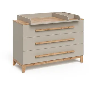 VitaliSpa Wickelkommode Malia, Cashmere/Artisan, 133.2 x 98 cm mit 3 Schubladen,