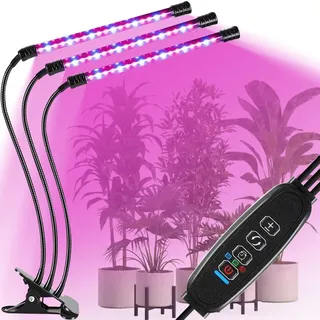 Pflanzenlampe LED 3 Kopf Pflanzenleuchte 30W Zimmerpflanzen Gemüse Pflanzenlicht Grow Lampe Vollspektrum Wachsen Licht Pflanzenleuchte, Retoo