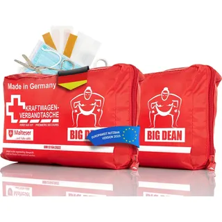 BigDean 2 Stück Kfz Verbandstasche "made in Germany" Verbandskasten nach aktueller Norm – Erste Hilfe Set Auto europaweit nutzbar – DIN 13164:2022 (stvo konform)