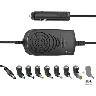 Hama Kfz Notebook Netzteil 15V, 16V, 18V, 19V, 20V, 22V, 24V, 120W (Universalnetzteil für Laptop und Tablet, inkl. 8 Notebookstecker für gängige Modelle, Netzteil für Laptop mit LED-Anzeige, 6A)